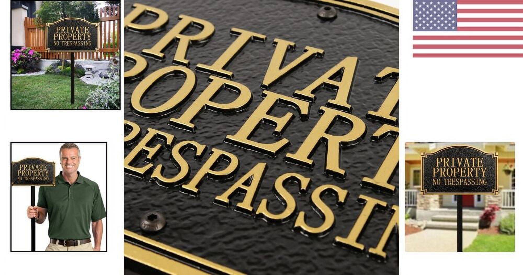 Private Property No Trespassing Sign Solid Metal Cast Yard Plaque