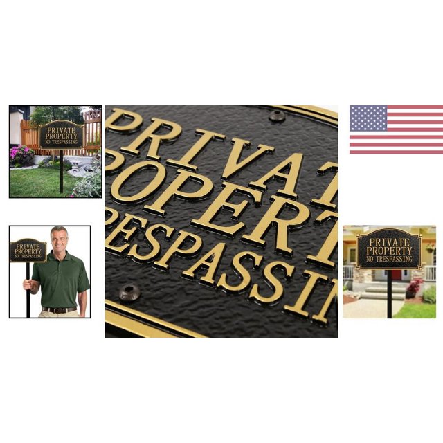 Private Property No Trespassing Sign Solid Metal Cast Yard Plaque