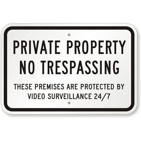 Private Property, No Trespassing, These Premises are Protected by Video Sign Garage Decor Safety Sign Caution Warning Sign Tin Metal Decor Sign 8x12