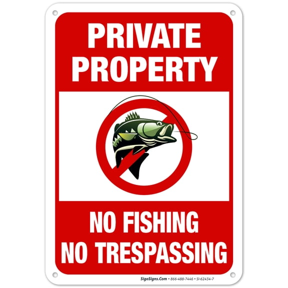 Private Property No Tresspassing No Fishing Sign,