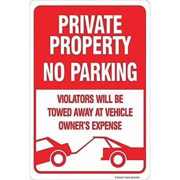 Private Property No Parking Sign – 8x12 Inch Reflective Aluminum,UV Protected & Weatherproof,Tow Away Warning Sign for Driveway & Parking Area,Private Property Protection