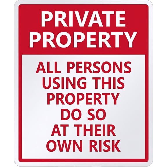 Private Property - All Persons Using This Property Do So at Their Own Risk Metal Sign 12 x 8 Inches - Indoor Outdoor Property, Yard, Driveway, Security Alert