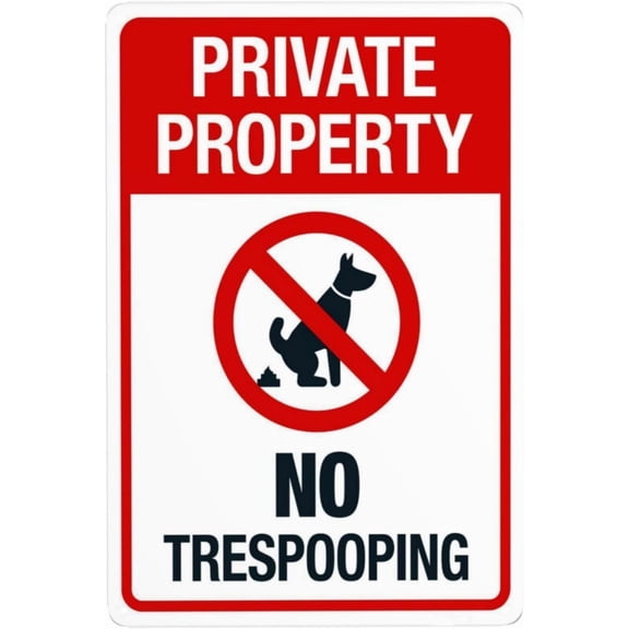 Private Property No Pet Waste Prohibited Symbol Retro Tin Sign, Metal Security Plaque for Business Home Street, Sanitation Warning Decor Sign, 8x12 Inch