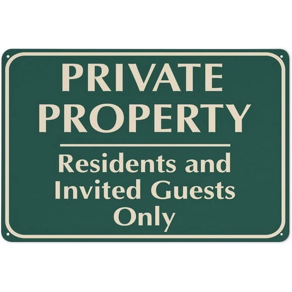 Private Property Residents & Invited Guests Only Sign – 8x12 Inch RustFree Aluminum,Reflective & Weatherproof,Durable Security Sign for Home or Private Driveway