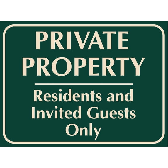 Private Property - Residents and Invited Guests Only Sign - Driveway Parking Sign, 8 X 12 Inch Metal Tin Sign