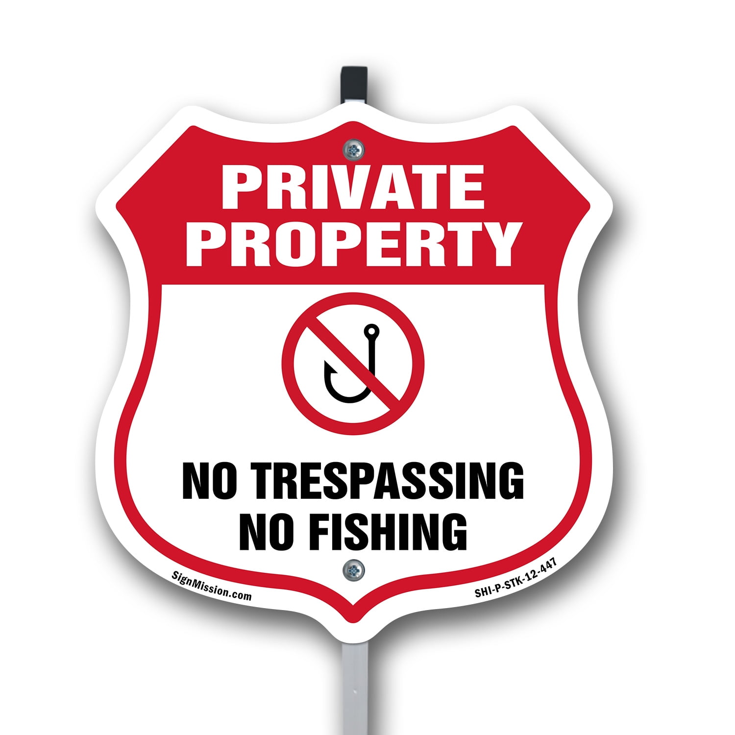 SmartSign "No Trespassing No Fishing" Metal Sign - 14x10 Inch, Rustproof Aluminum, Red/White, Made In USA - View #9