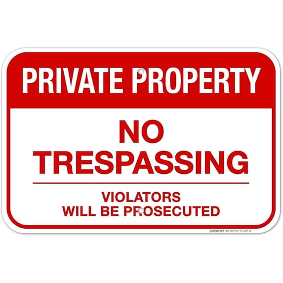 Private Property Sign No Trespassing Signs Violators Will Be Prosecuted Metal Sign 12"x8"