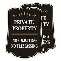 Private Property Sign, No Trespassing Sign, No Soliciting Sign, Vintage Style Sign, 12" x 16" Rust Free Aluminum, Fade Resistant, UV Protected & Waterproof (2 Pack)