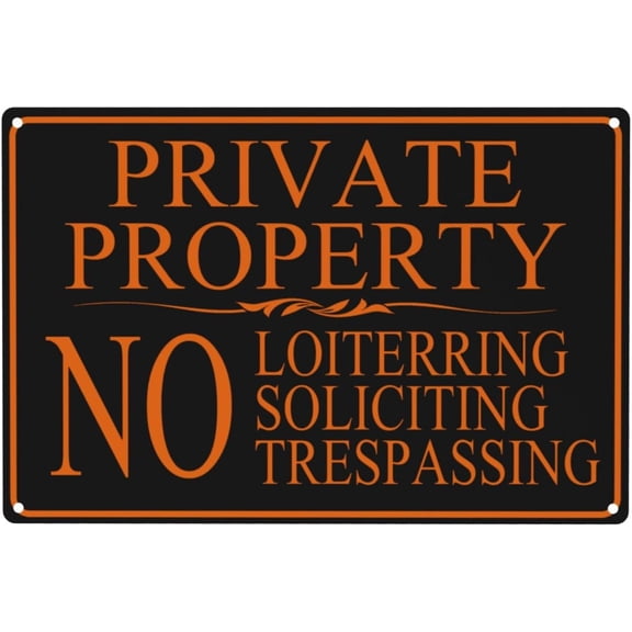 Private Property Sign No Trespassing Sign, No Loitering Metal Signs Rust Free with 4 Pre-drilled Holes Waterproof, Fade and Scratch Resistant, Suitable for Outdoor 8×12 Inch