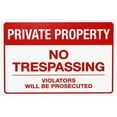 thumbnail image 1 of Private Property Sign, No Trespassing Sign, Violators Will Be Prosecuted Warning Sign, Private Property Metal Signs for Home Business Wall Caution Custom Decor 12 x 8 Inch, 1 of 4