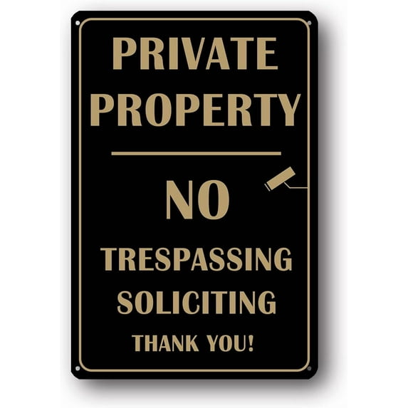 Private Property Sign for Yard,No Soliciting NO Trespassing Garden Plaque Sign for House Video Surveillance Signs Outdoor Front Door Home 8"x12"