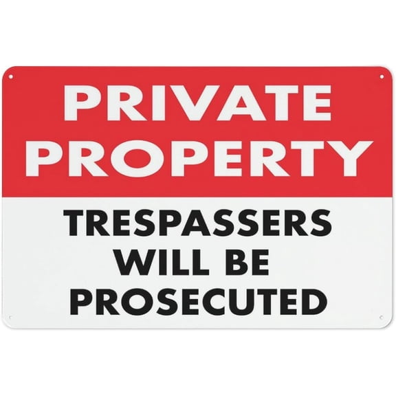 Private Property Trespassers Will Be Prosecuted Sign 8"x12" Reflective Aluminum Metal Warning Signage With Symbol For Indoor Outdoor Use