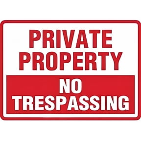 Private Property No Trespassing Sign - 8"x12" Security Admittance Restricted Access Wall Art Poster Plaque for Home Farm Store Garage Club Bar Kitchen Pub, Private Land