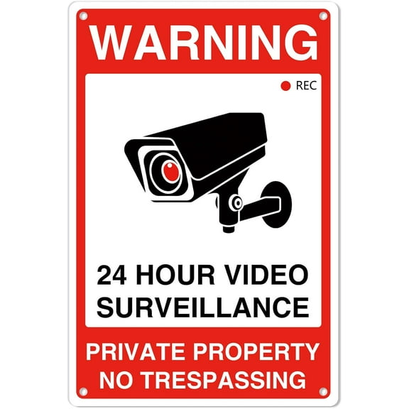 Private Property No Trespassing With Video Surveillance Metal Tin Sign Aluminum Warning Signs Indoor & Outdoor Road Street Sign For Yard Lawn Farmhouse Wall Decor 8X12 Inch