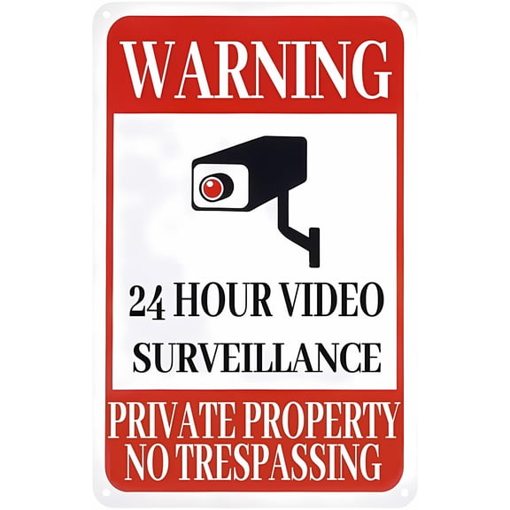 Private Property No Trespassing Video Surveillance Sign 8"x12" - Rust Free Aluminum Security Camera Decor for Home Driveway, Business Parking Lot, Office Perimeter