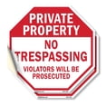 thumbnail image 1 of Private Property No Trespassing Violators Will Be Prosecuted (2 Pack) 4 inch X 4 inch Octagon Vinyl Label Decal Sticker Weather Resistant, UV Protected for Workplace, Made in the USA, 1 of 5