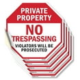 thumbnail image 1 of Private Property No Trespassing Violators Will Be Prosecuted (5 Pack) 4 inch X 4 inch Octagon Vinyl Label Decal Sticker Weather Resistant, UV Protected for Workplace, Made in the USA, 1 of 5