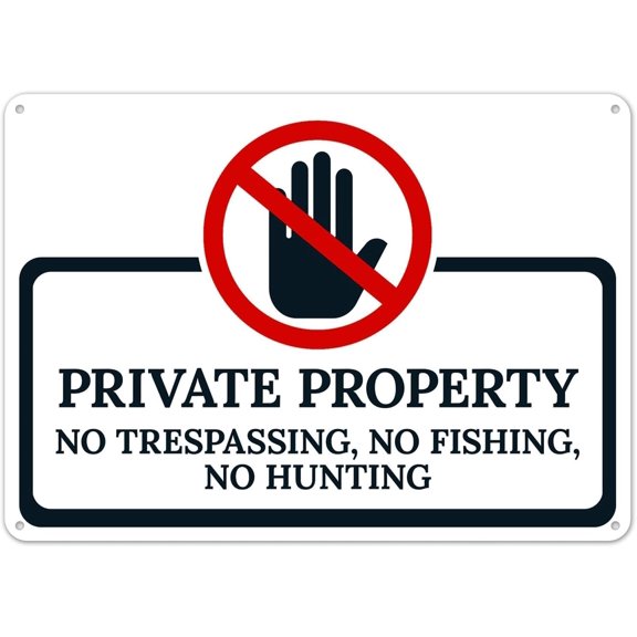 Private Property No ing No Fishing No Hunting Metal Sign 8x12 Inch Informative Plaque Notice Marker Signage for Farm Ranch Lake Road Yard Forest Outdoor Indoor Wall Decor Reminder Alert