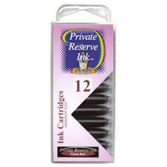 Private Reserve Ink 12 Pack Universal Size Fountain Pen Cartridge - Fiesta Red (PR-C09)
