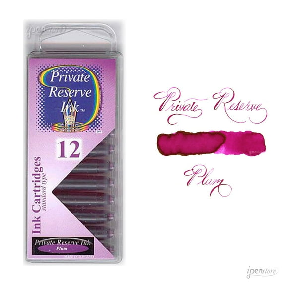 Private Reserve Ink 12 Pack Universal Size Fountain Pen Cartridge - Plum (PR-C08)