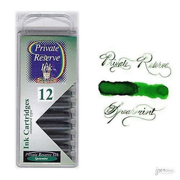 Private Reserve Ink 12 Pack Universal Size Fountain Pen Cartridge - Spearmint (PR-C11)