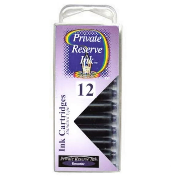 Private Reserve Ink 12 Pack Universal Size Fountain Pen Cartridge - Tanzanite (PR-C07)