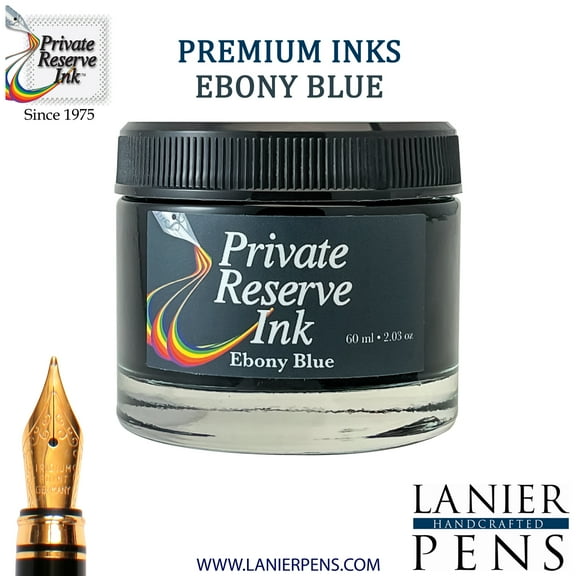 Private Reserve Ink 60ml Bottle Fountain Pen Ink - Ebony Blue (PR17016)