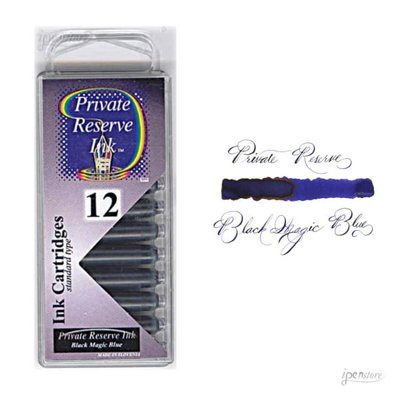 Private Reserve Ink Fountain Pen, Universal Size, 15" x 025", Black Magic Blue Ink, 12 Count