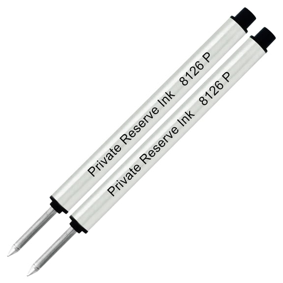 Private Reserve Ink P8126 Short Capless Rollerball Refill made by Schmidt - Black, Fine, 2 Pack