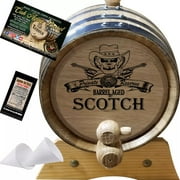 Private Reserve Scotch (161) - Engraved Aging Barrel From Skeeter's Reserve Outlaw Gear - MADE BY American Oak Barrel - (Natural Oak, Black Hoops)