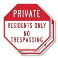thumbnail image 1 of Private Residents Only No Trespassing (2 Pack) 10 inch X 10 inch Octagon Plastic Sign Weather Resistant, UV Protected for Workplace, Private Property, and Construction Site, Made in the, 1 of 7