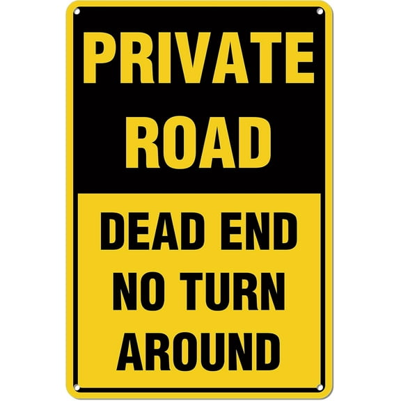 "Private Road Dead End No Turn Around" Sign - 8" x 12" Heavy - Duty Aluminum Sign