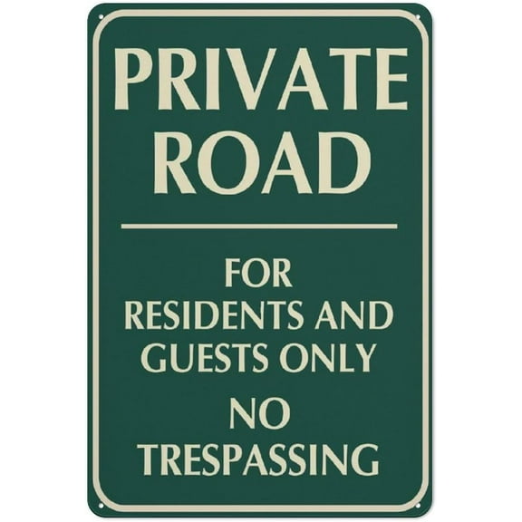Private Road For Residents And Guests Only No Trespassing Sign 8"x12" Reflective Aluminum Metal Warning Signage With Symbol For Indoor Outdoor Use