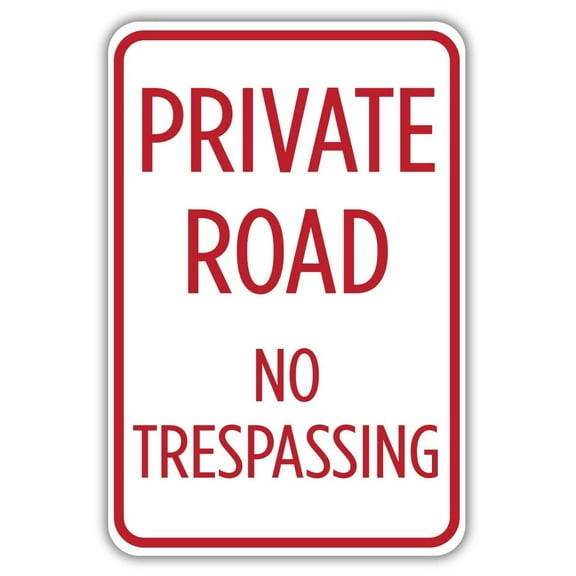 Private Road No Trespassing Metal Aluminum Sign Size: 16 x 12 Inch