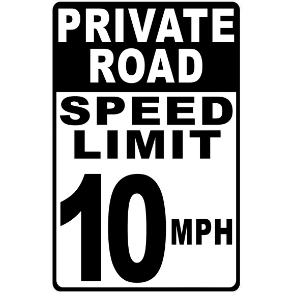 Private Road Speed Limit 10 MPH Sign