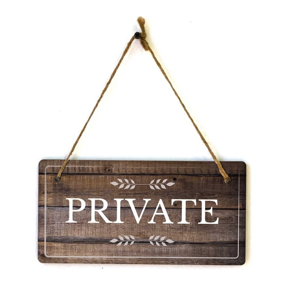 Private | Rustic Dark Wood 5 x 10" Hanging Sign