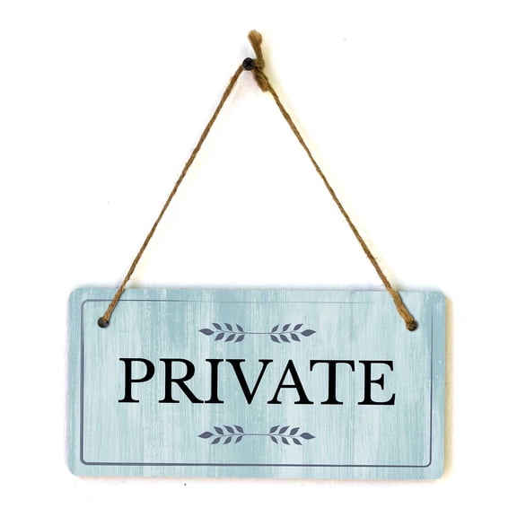 Private | Rustic Light Blue Wood 5 x 10" Hanging Sign