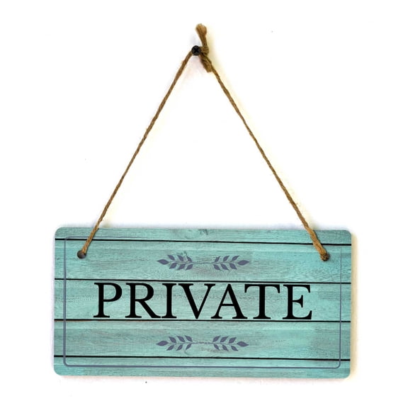 Private | Rustic Light Green Wood 5 x 10" Hanging Sign