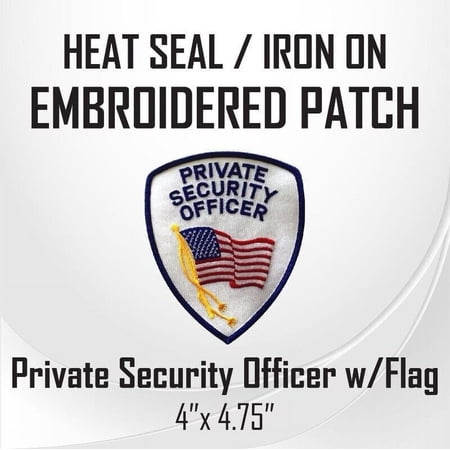 Private Security Officer w/ Flag Embroidered Patch 4" x 4.75"