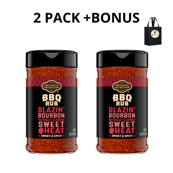 Private Selection BBQ Rub Blazin' Bourbon Sweet Heat Shaker 5.82 oz , 2 Pack +Bonus