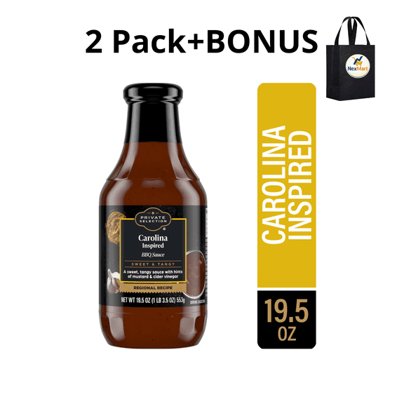 Private Selection BBQ Sauce Carolina Inspired Sweet and Tangy 19.5 oz , 2 Pack + Bonus