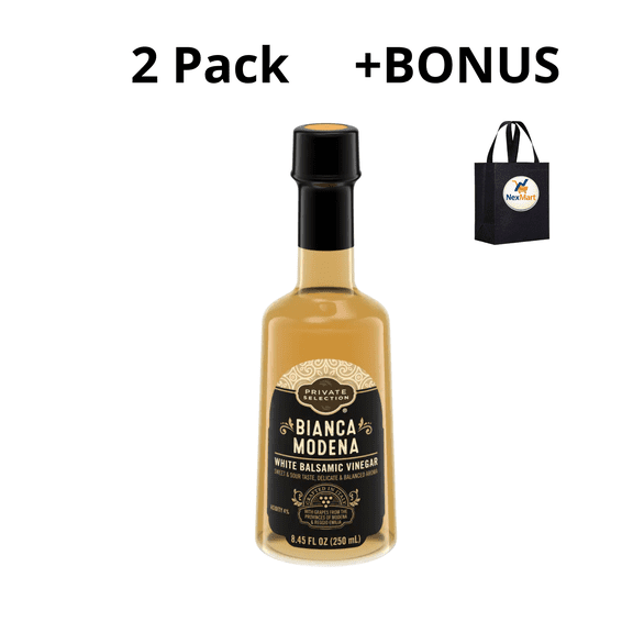Private Selection Bianca Modena White Balsamic Vinegar, Sweet and Sour Taste, Delicate and Balanced Aroma, Crafted in Italy, 8.45 fl oz (250 mL) , 2 Pack + Bonus
