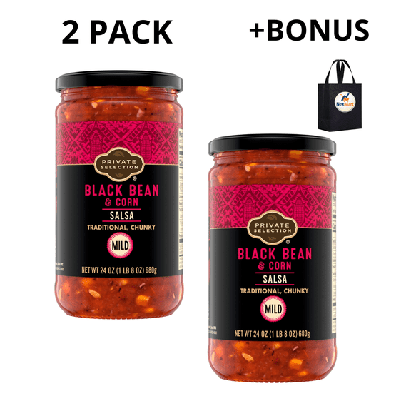Private Selection Black Bean & Corn Salsa Traditional Chunky Mild, 24 oz , 2 Pack + Bonus