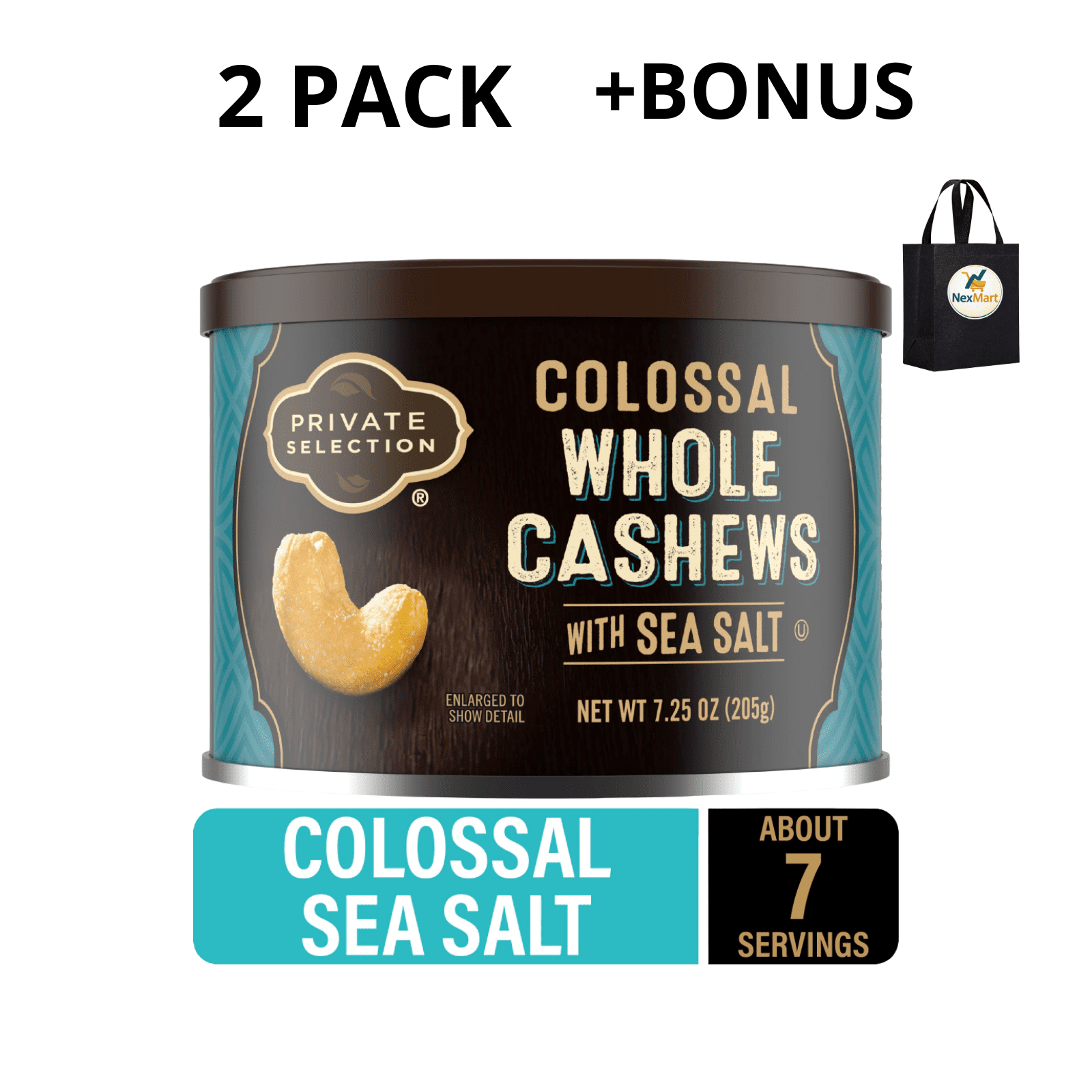 Private Selection Colossal Whole Cashews with Sea Salt 7.25 oz , 2 Pack ...
