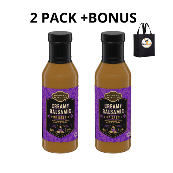 Private Selection Creamy Balsamic Vinaigrette Salad Dressing , 12 oz , 2 Pack + Bonus