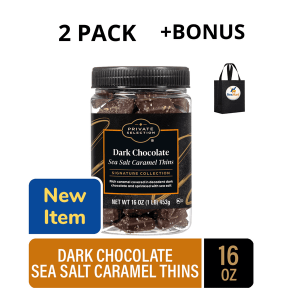 Private Selection Dark Chocolate Sea Salt Caramel Thins 16 Oz , 2 Pack + Bonus