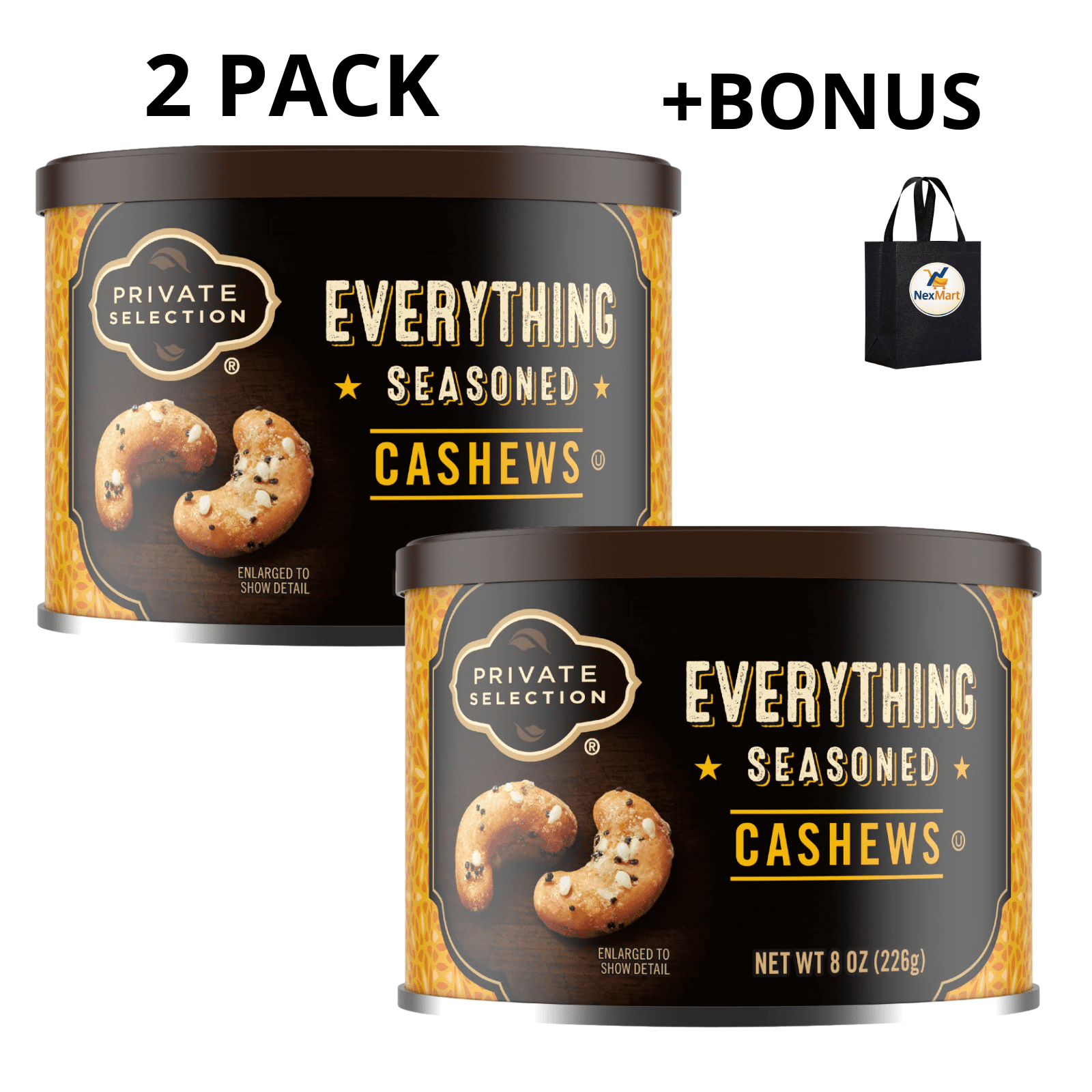Private Selection Everything Seasoned Cashews, 8 oz , 2 Pack + Bonus ...
