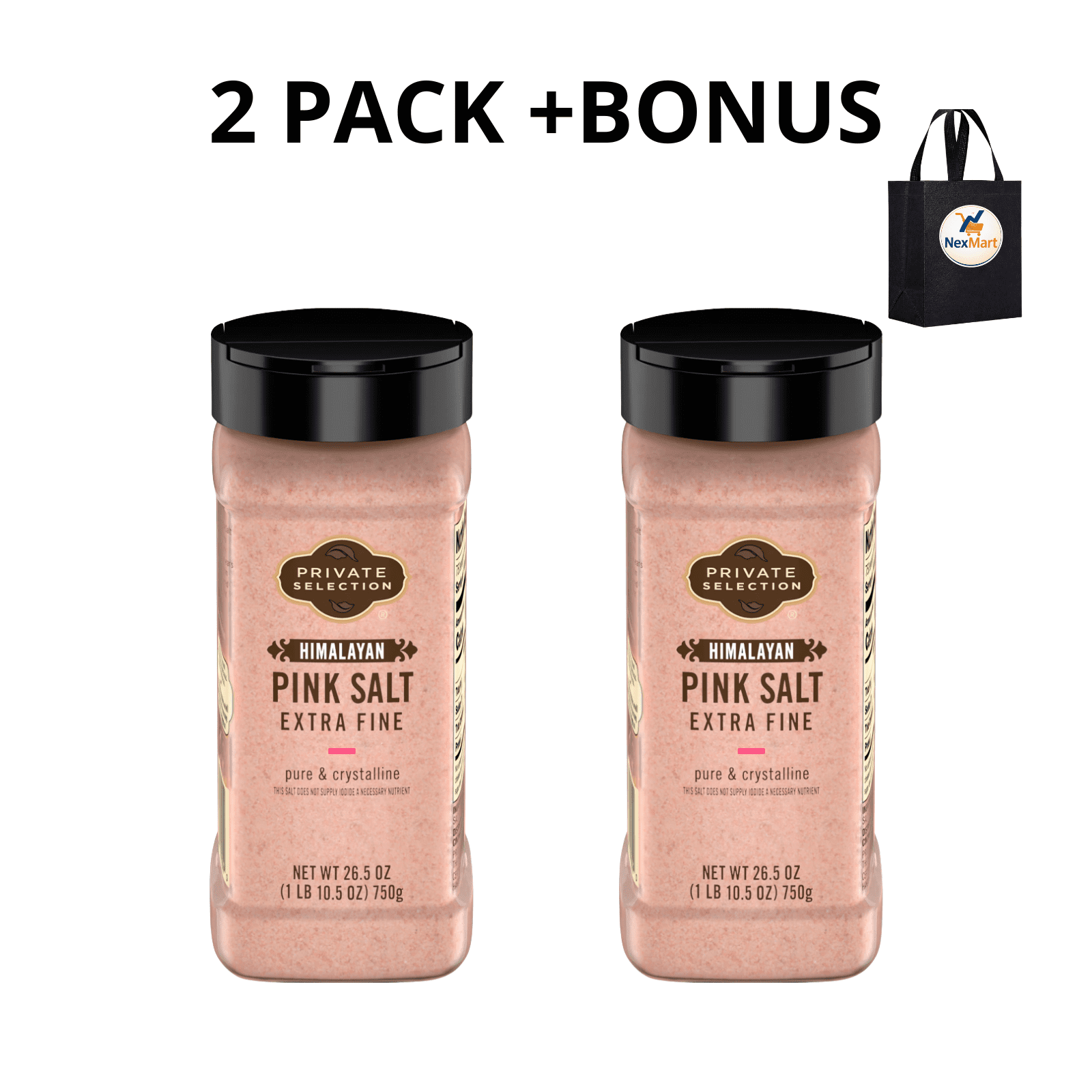 Private Selection Extra Fine Himalayan Pink Salt Shaker , 26.5 oz , 2 Pack + Bonus