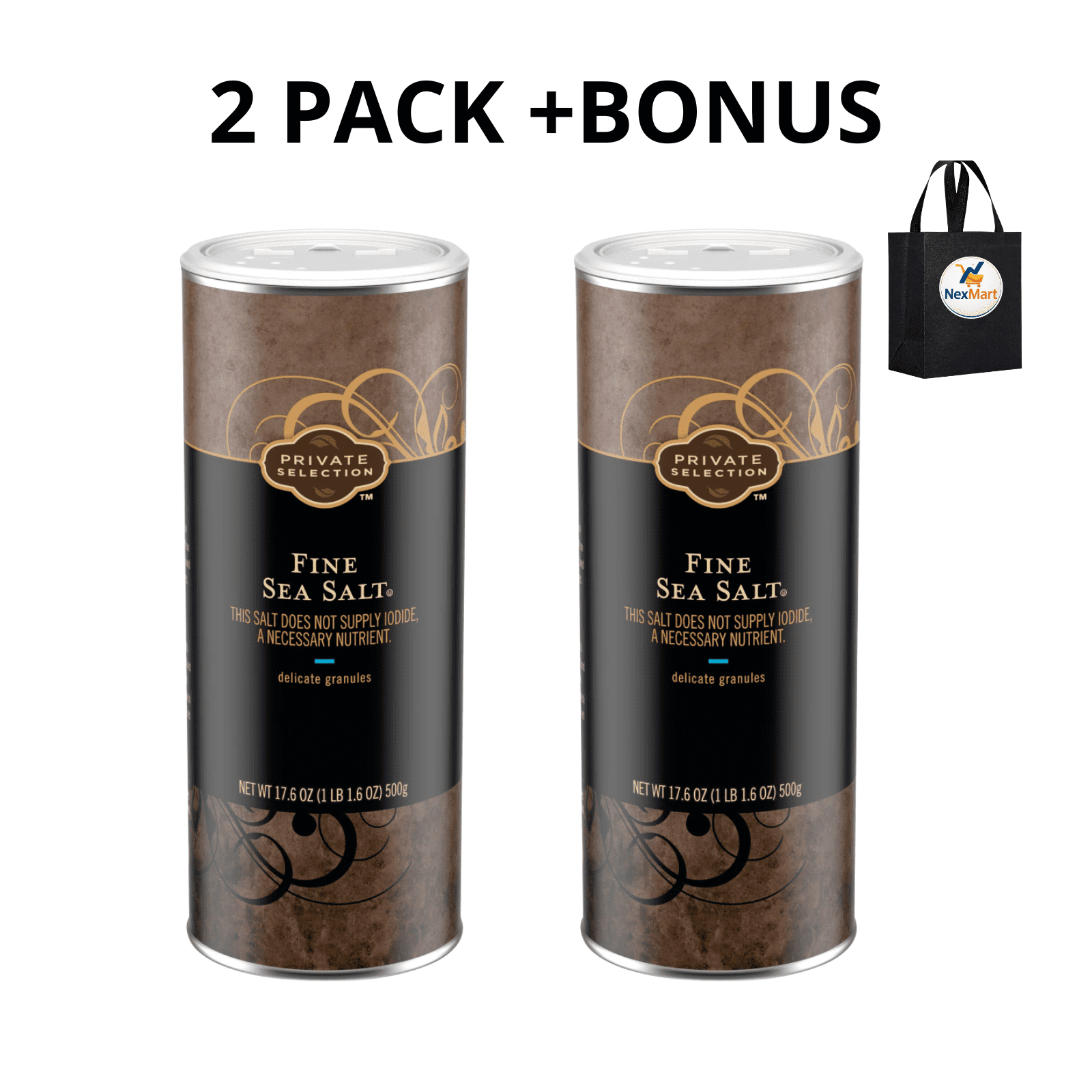 Private Selection  Fine Mediterranean Sea Salt Shaker 17.36 oz , 2 Pack + Bonus