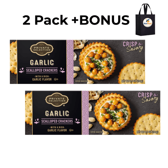 Private Selection Garlic Scalloped Crackers, 6.5 oz , 2 Pack + Bonus